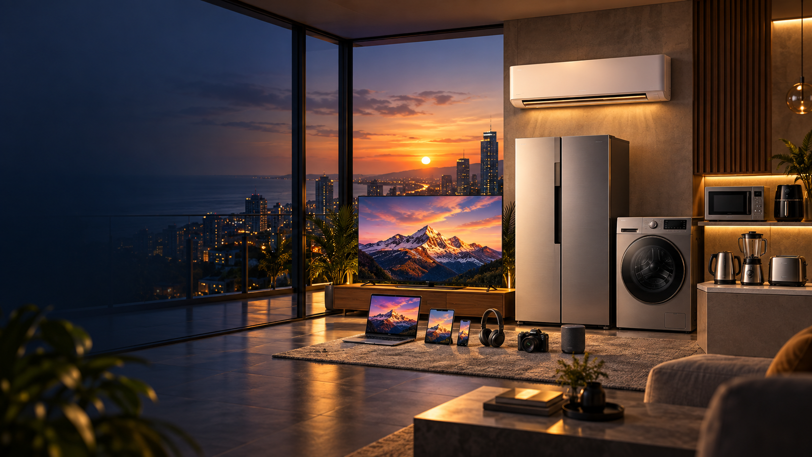 Premium electronics and home appliances in a modern home